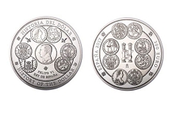 Коллекционная монета в честь истории американского доллара выпущена в Испании. Турфирма ТАЛОРА.